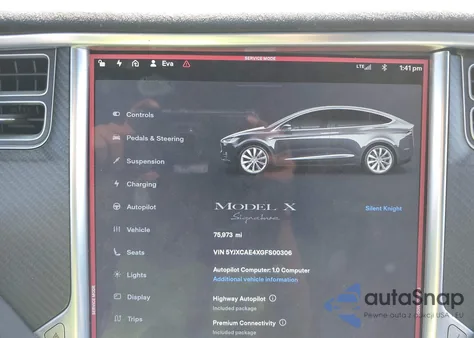 2016 Tesla Model X из США, поврежденный, VIN 5YJXCAE4XGFS00306